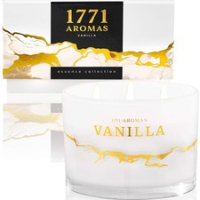 Vanilla Scented Candles - 100 Natural Soy Wax - Large 3 Jar Candle - Up to 5...