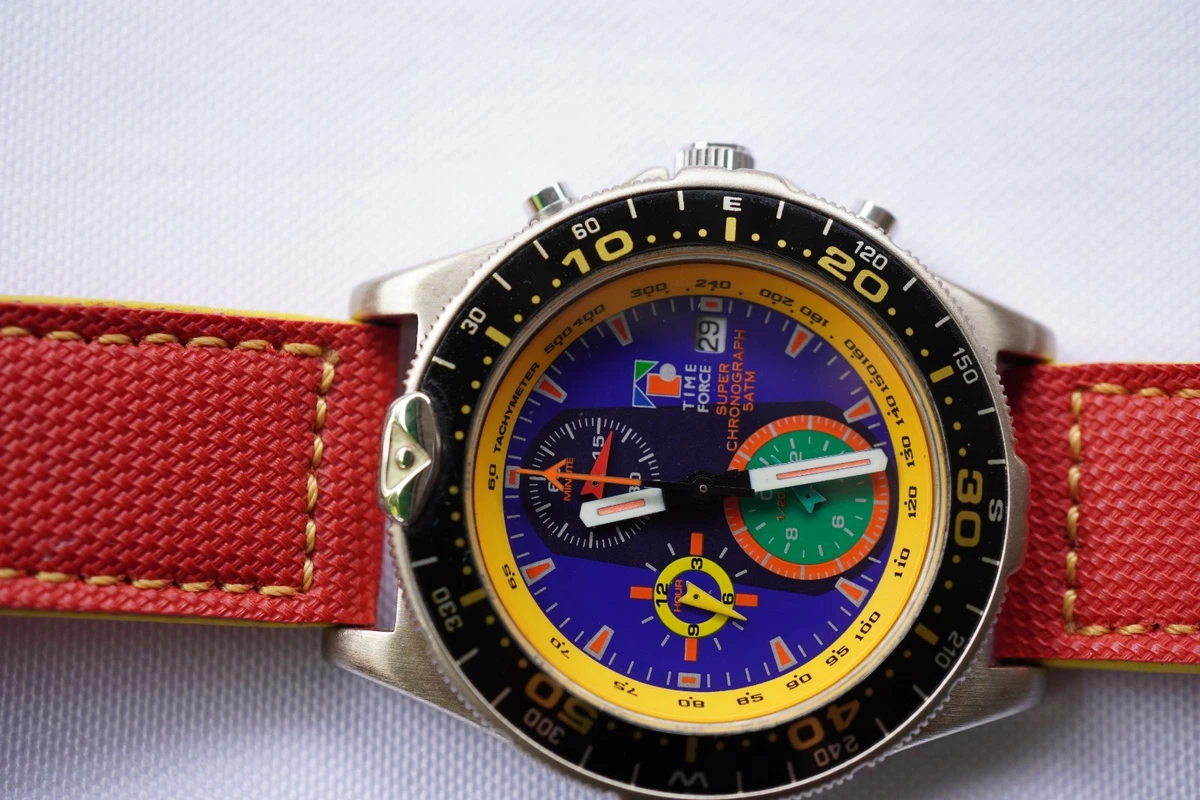 VINTAGE TIME FORCE MULTI COLOR Dial & Date Quartz Watch