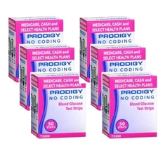 Prodigy Diabetes Blood Glucose 300 test strips 6 Boxes Of 50 Ct Exp 4/28/2027