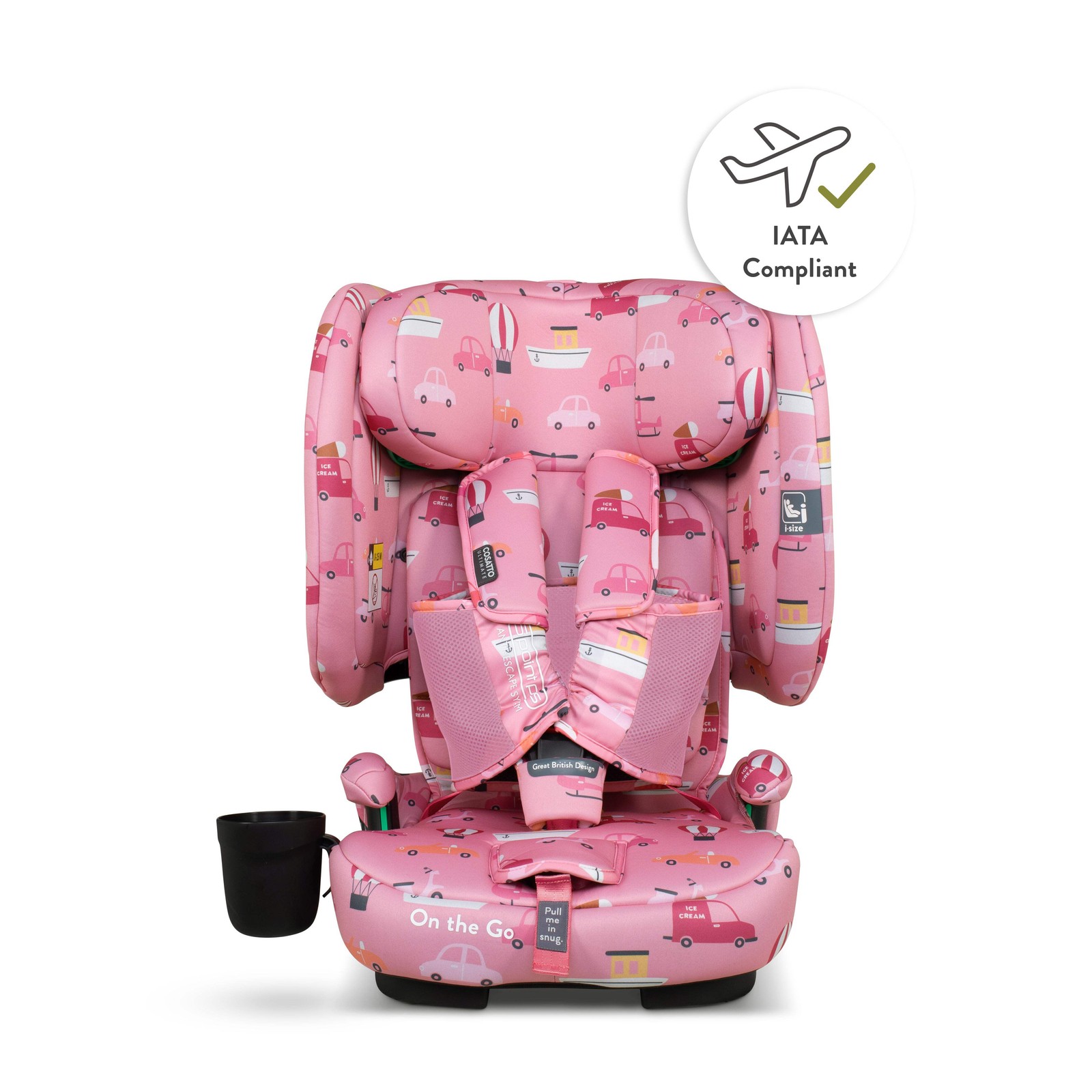 Cosatto Travel Car Seat, Foldable Airline Approved, 76-150cm, ISOFIX, Carry Bag