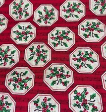 Signature Classics Holly Print Christmas Cotton Fabric 1/2 yard x 42  