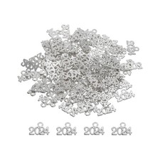 50 x 2024 Year Number Charm Graduation Year Charm Silver Keychain