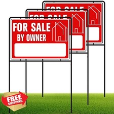 For Sale By Owner Yard Sign w/Stakes 30" Double-Sided 3 Pack