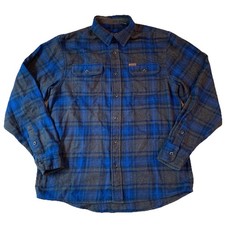 Orvis Flannel Shacket Shirt Heavy Men's Medium Blue Gray Plaid Lumberjack Hiking