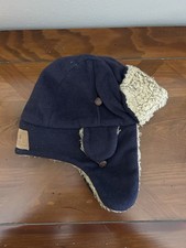 Used Gap Boys Blue Striped Sherpa Fleece Trapper Winter Hat Sz S M 4-7