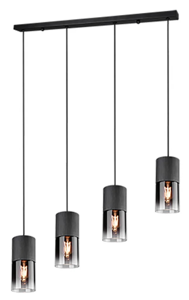 Ceiling Light Black Robin 4 Bar Matt Smoked Glass Trio 310600432