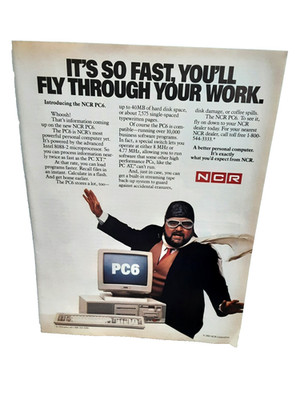 1986 NCR PC6 Computer Vintage Print Ad Fly Through Work Intel 8088