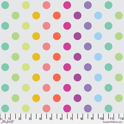 NEW! TULA PINK TRUE COLORS GRAYWORK POM POMS IN WHISPER COTTON FABRIC 1/2 YD