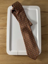 Ermenegildo Zegna Tie Vintage Silk Copper Geometric Square Jacquard Foulard