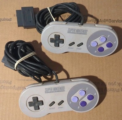 2x LOT- Official Super Nintendo SNES Controllers OEM free shpg