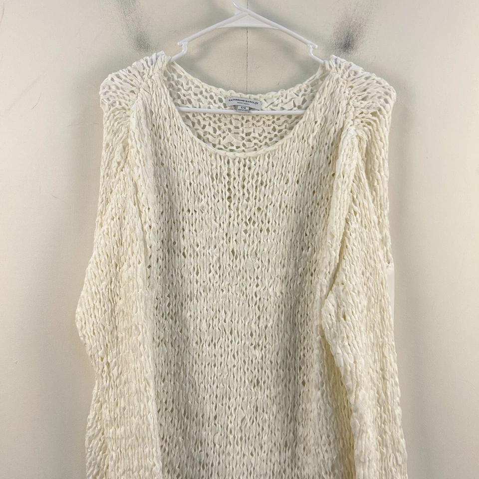 Camisa Blusa Top Katherine Barclay Mujer Mediana Blanca Semi Transparente Gasa 15245 Foto 3 de 4