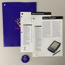 Rare Vint Apple Computer Newton Message Pad Collection-Button, Brochures, Info