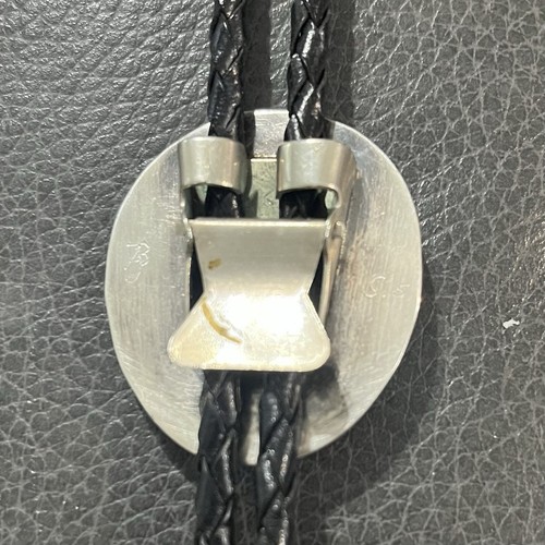 Corbata Bolo de piedra turquesa natural de plata de ley firmada - Imagen 2 de 4