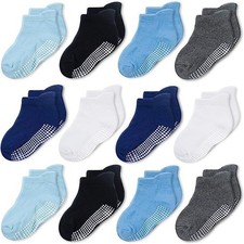 Ankle Grip Socks Boys Solid Multicolor - 12 pair, 1-3 Years