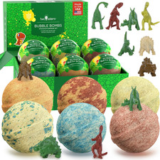 Dinosaur Bath Bombs for Kids with Surprise Dino Toys inside 6 Pack - Large Bub