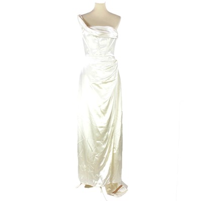 eisa silk dress Reformation Eisa Silk Wedding Dress NEW One Shoulder Maxi Corset Slit Gown  10