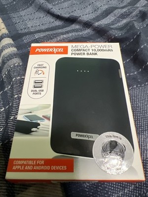 Powerxcel 10000mAh Compact Power Bank With Dual USB Ports & Fast Charging