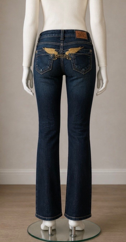 Robin’s Jean Marilyn Gold Angel Wings Distressed Low Rise Jeans USA Size 26 Rare