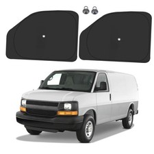 Front Side Window Sun Shade with Silver Black-Fit 1996-2025 Chevy Express
