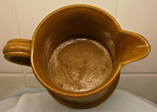 Antik 1800er gelbe Ware Keramik primitives Steinzeug englischer Krug Milchkännchen - Bild 5 von 11