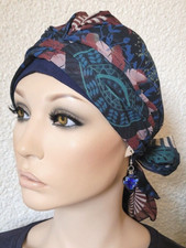 Tuch MÜTZE CHEMO TURBAN Leicht Damen Wickelturban Krebs Chemomütze Bänder Luna