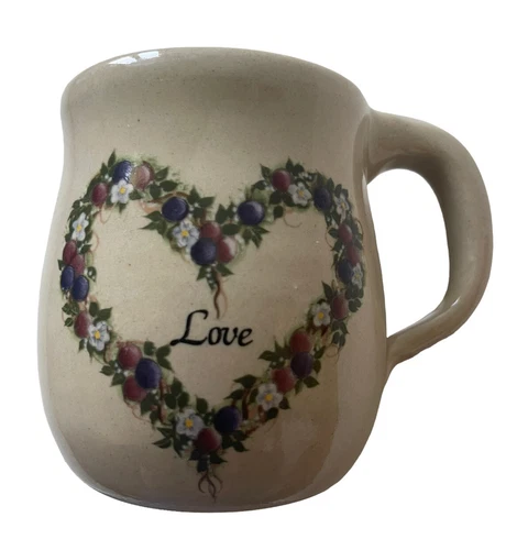 Yesteryears Marshall Texas Art Pottery Mug Cup Floral Heart Love Vintage