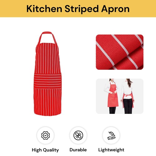 Apron Hanging Neck Cooking Kitchen Apron Bib Baking Bar BBQ Chefs w/ 2 Pockets - Picture 12 of 14