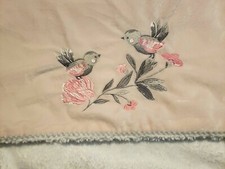 Levtex Baby Blanket Pink White Sherpa Grey Birds Flowers