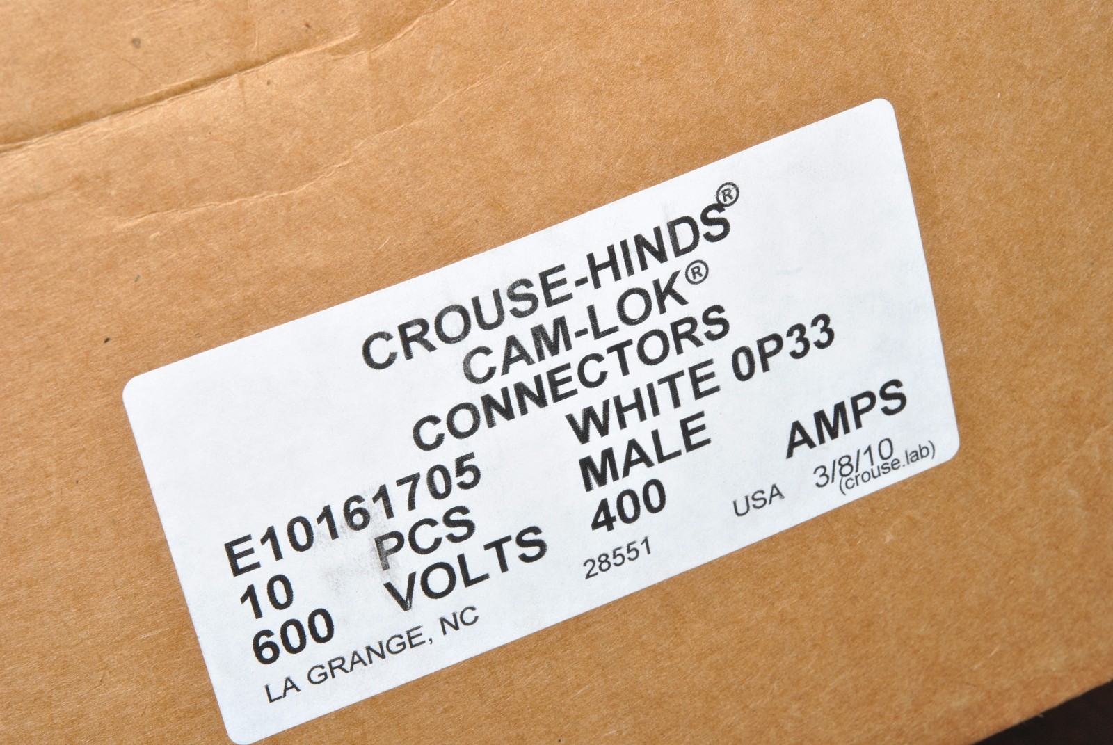 1pcs COOPER CROUSEHINDS E10161705 CAMLOK CONNECTORS WHITE MALE