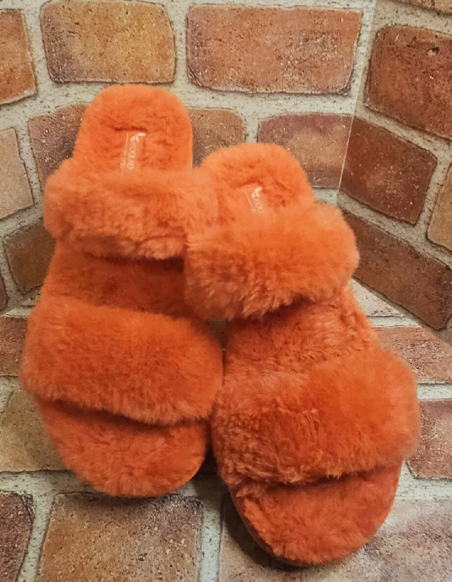 UGG Australia SANDALO FLUFFITA DONNA pantofole rosa corallo taglia 7 MORBIDO colore RaRe☆