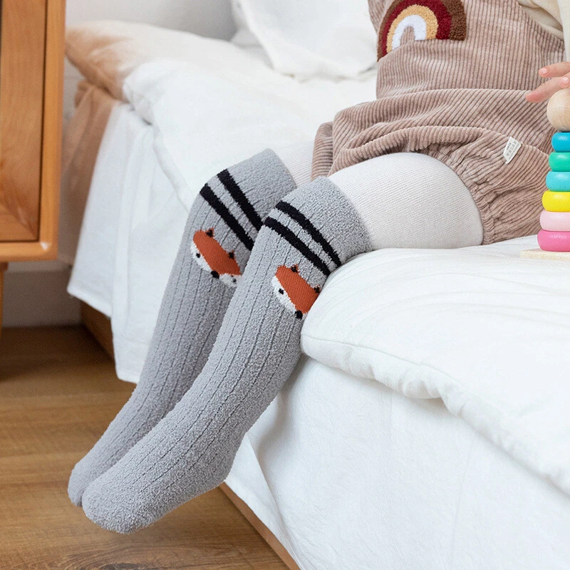 3 pares de calcetines largos hasta la rodilla para bebés niñas pequeñas princesas medias de punto de algodón Foto 4 de 4