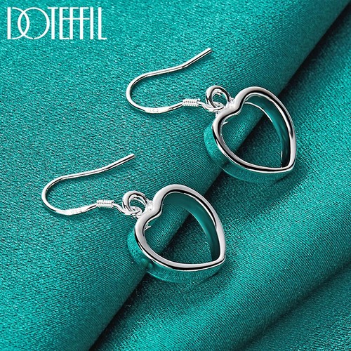 DOTEFFIL 2pcs 925 Sterling Silver Heart Necklace Earring Set Wedding Jewelry - Picture 3 of 6