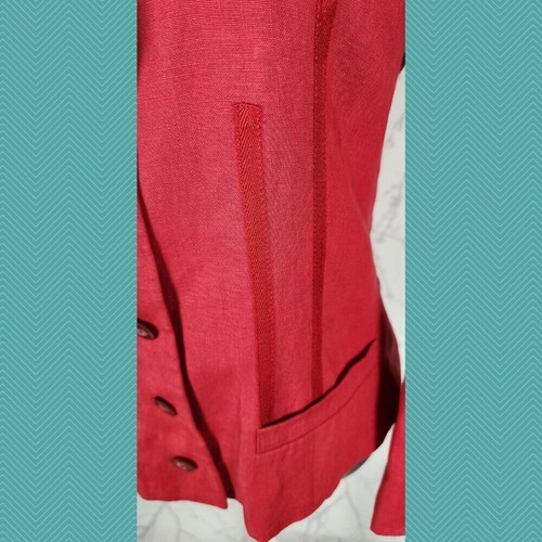 Kenzo Jungle Red 100% Linen Artsy Brushstroke Bird Blazer | Women's 8 - Picture 3 of 5