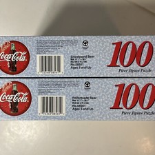 (2) Puzzle vintage 1998 Coca-Cola orso polare tavola da neve e lama a rullo 100 pezzi ea
