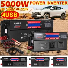 4 USB 5000W 2500W 1500W Power Inverter 12V to 110V Converter Camping Trip RV