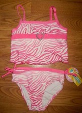 LITTLE GIRLS ARIZONA 2 PIECE SWIMSUIT BIKINI SIZE 4 PINK ZEBRA PATTERN NWT