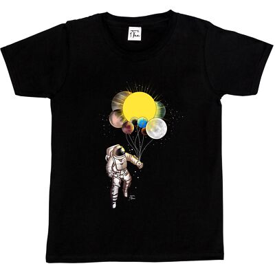 1Tee Kids Boys Astronaut Holding Planet Balloons Space T-Shirt