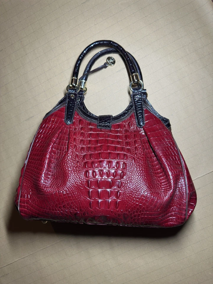 BOLSO DE HOMBRO BRAHMIN RARO ELISA CARMÍN CUERO ROJO/NEGRO Foto 2 de 4