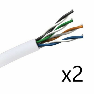 Lot of 2 CAT5e Plenum CMP 350MHz Ethernet Cable White 1000FT PURE COPPER
