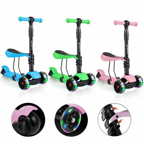3-in-1 Kinderroller LED Kinderscooter Cityroller Dreirad Kinder Scooter Roller