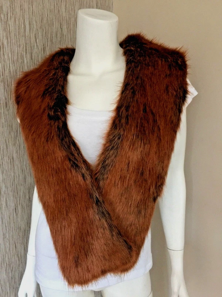 Biba De Cobre Y Negro Suave Piel Sintética Chal Bufanda Nueva Con Etiqueta - Imagen 3 de 4