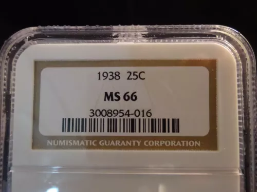 1938 Washington Silver Quarter NGC MS66