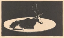 Springbok by Samuel de Mesquita 1931 Modernist Wildlife Woodcut Mastery