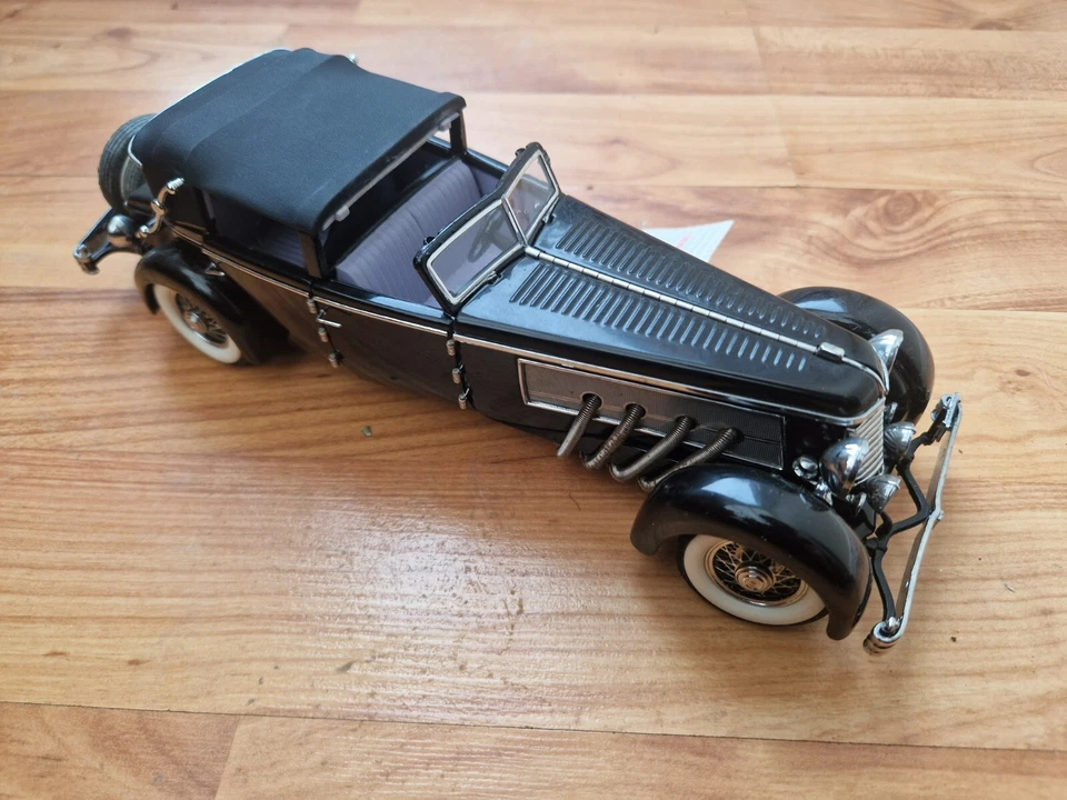 1/24 Scala Franklin Mint Classico 1940 Duesenberg Sj Town Auto Nera Modellino - Immagine 4 di 4