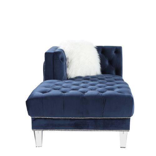 ACME Ezamia Sectional Sofa w/ 2 Pillows, Navy Blue Velvet 57365 - Bild 2 von 10