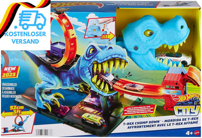 Hot Wheels Autorennbahn T-Rex Angriff, Geschicklichkeitsspiel Durch Genaues Timi