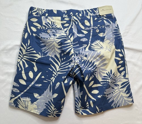 New Peter Millar Golf Shorts Size 34 x 9 Blue Floral Flat Front NWT - Picture 6 of 6