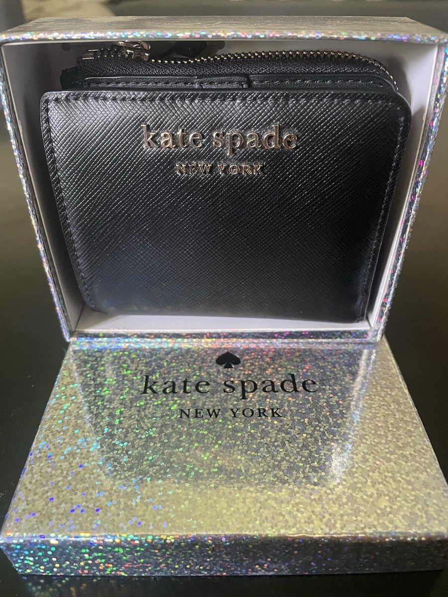 Kate Spade Cameron Saffiano Leather Bifold Black Zip Wallet