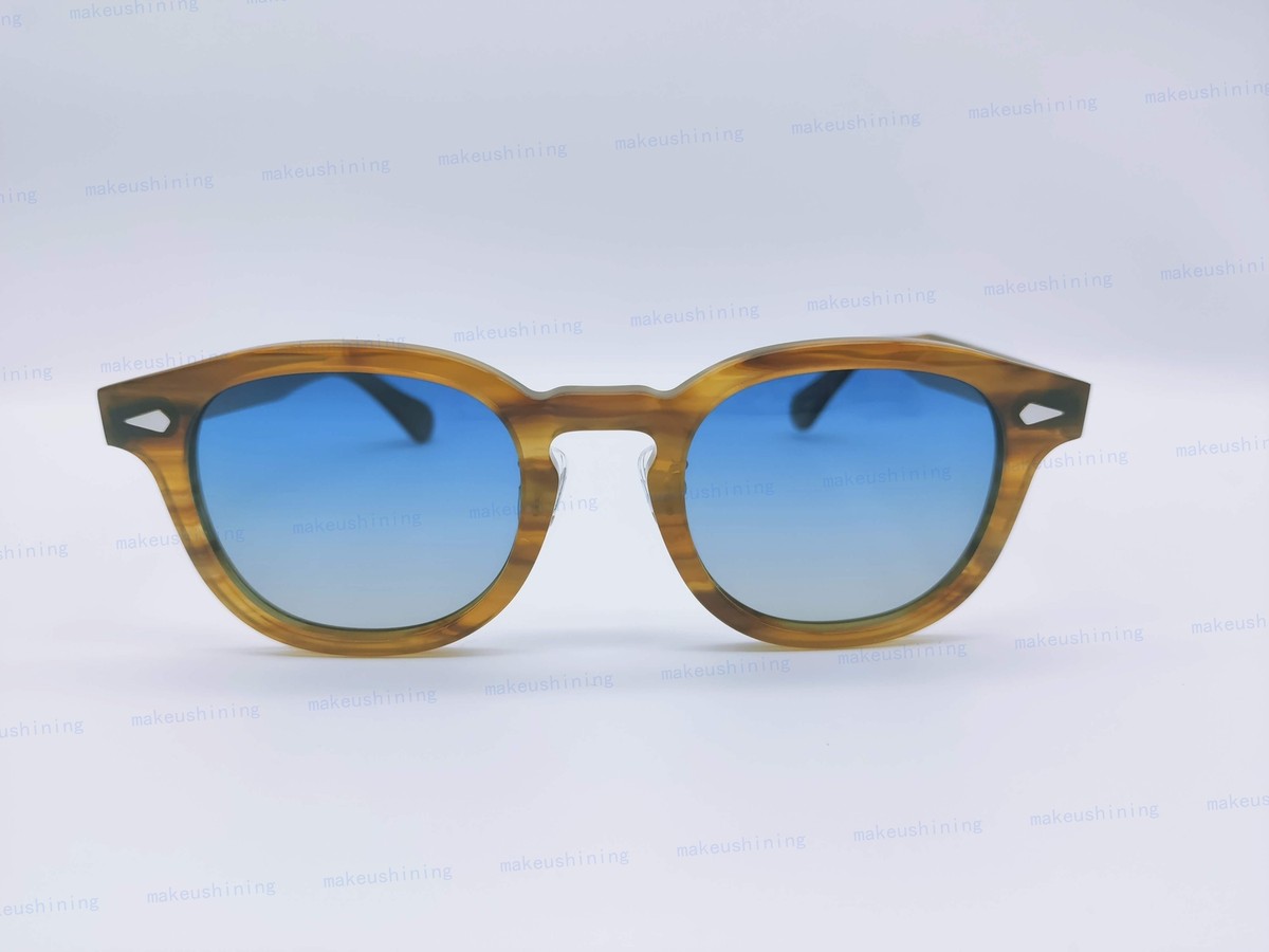 MOSCOT Lemtosh BLONDE Frame Blue Lenses Sun Glasses W/ METAL