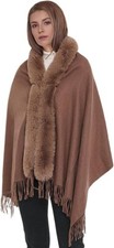Women's Large Faux Fur Pashmina Shawl Wrap Stole Evening Dresses Cape Classic